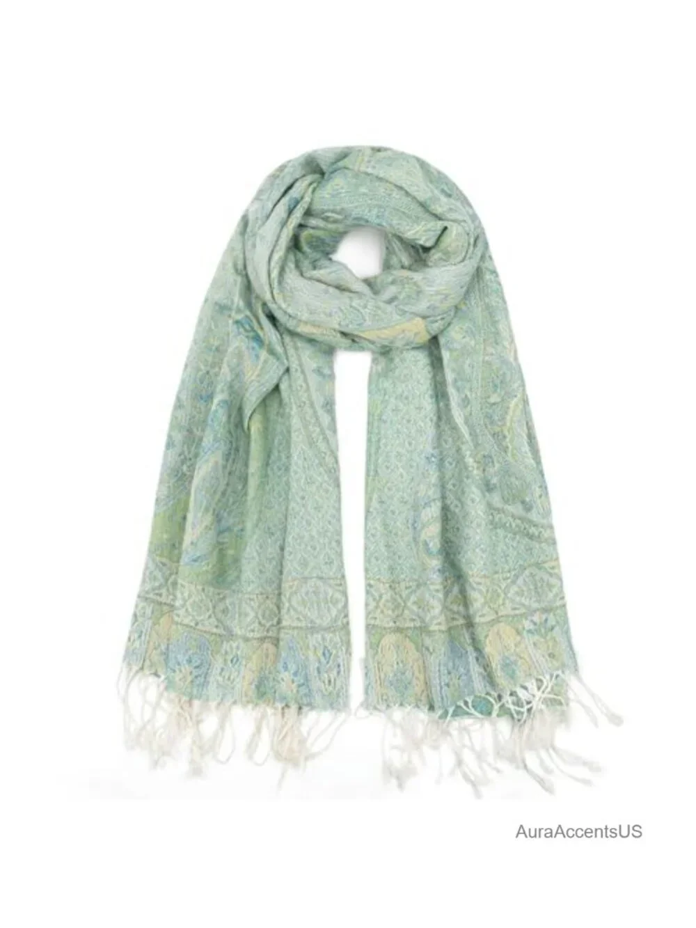 Silky Paisley Pashmina Shawl Wrap Reversible Fringe Women's Scarf